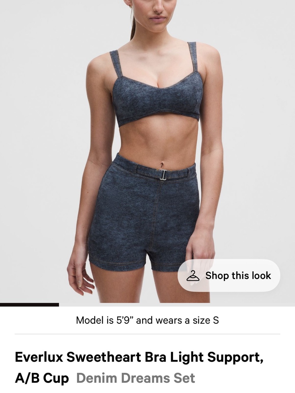 Lululemon Everlux Denim-print Sweetheart Bra